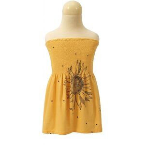 Yellow Sunflower Strapless Dress – Size M Girls’ Summer Sundress
